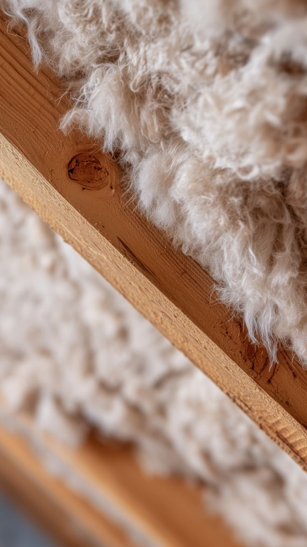 Gros plan sur un isolant blanc sous une toiture