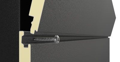 Un primer plano de una puerta con un tornillo en ella.