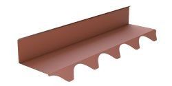 Un primer plano de un estante de metal rojo sobre un fondo blanco.