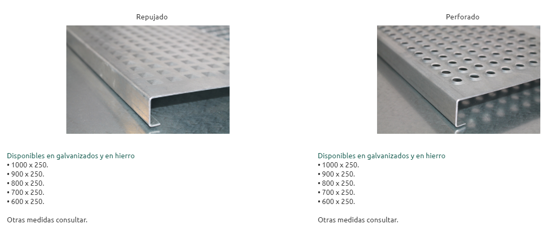 Dos imágenes de un estante de metal con agujeros sobre un fondo blanco.
