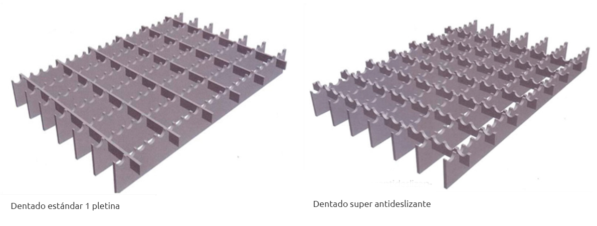 Se muestran dos tipos diferentes de rejillas metálicas sobre un fondo blanco.
