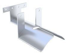 Un primer plano de un soporte de metal sobre un fondo blanco.