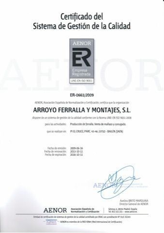 A certificate that says certificado del sistema de gestion de la calidad