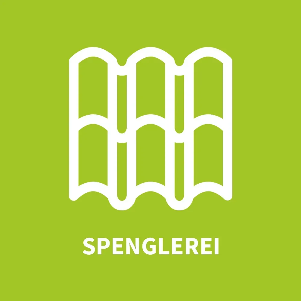 Ein Spenglerei-Symbol auf grünem Hintergrund.