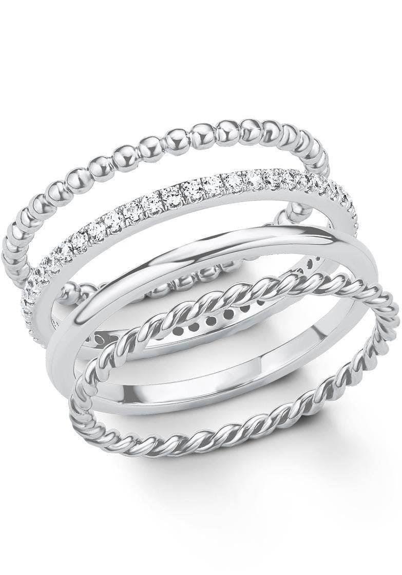 Silberring mit weißen Edelsteinen