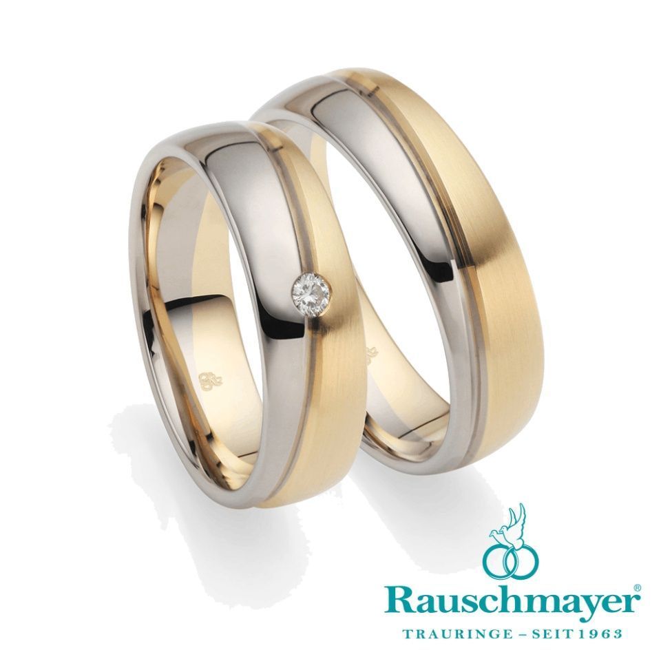 Trauringpaar, zweifarbig, mit Stein von Rauschmayer