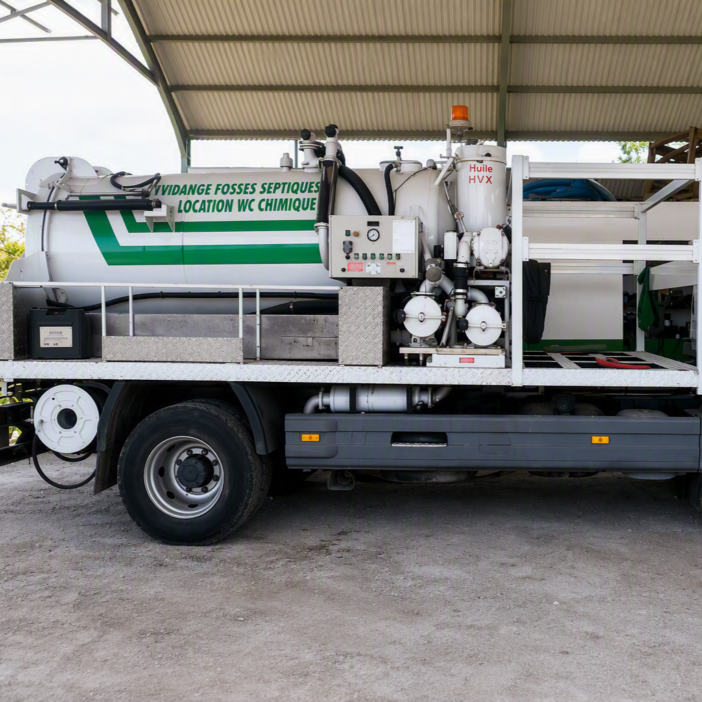 Camion-citerne blanc pour la vidange de fosse septique