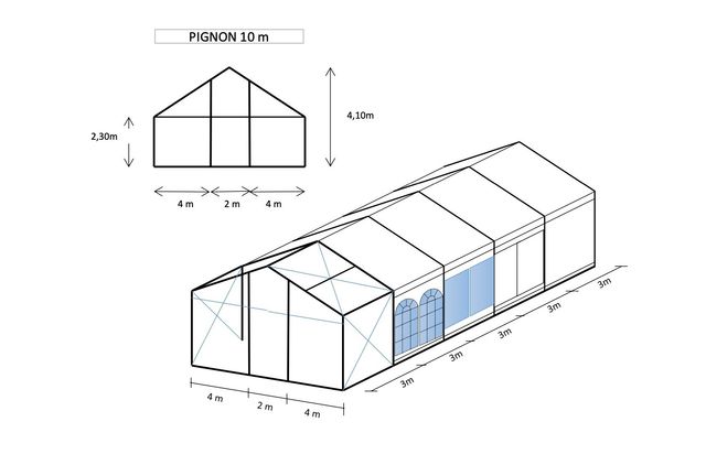 Fabrication de tentes de réception, chapiteaux, barnums, tentes de stockage