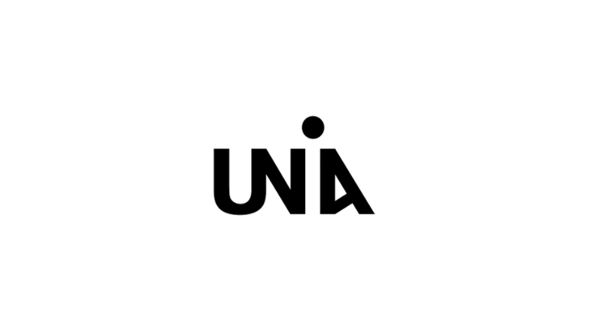 Ein schwarz-weißes Logo für Unia auf weißem Hintergrund.