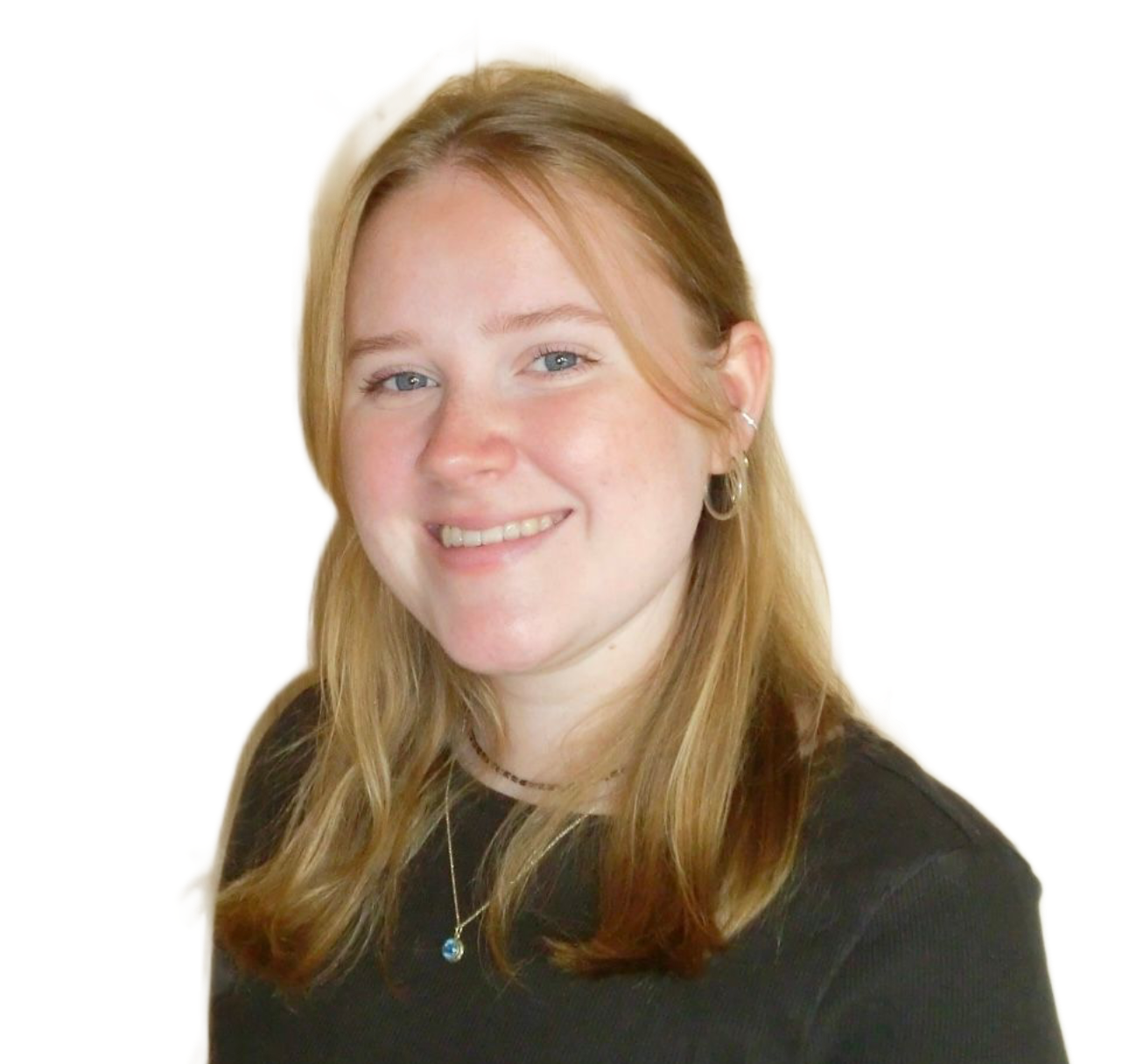 Mitarbeiterin Ella Pesau, blonde Frau lacht in die Kamera