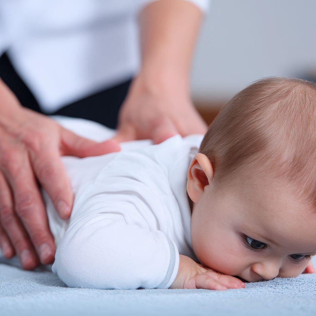 Sénace d'ostéopathie sur un bébé