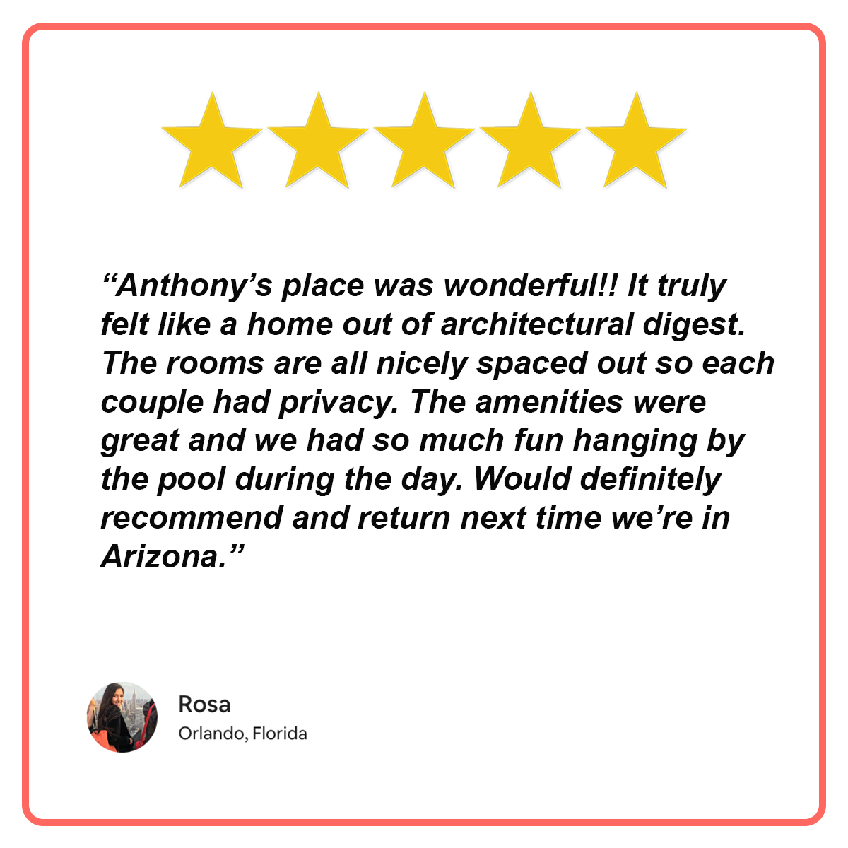 Customer review of a place called 