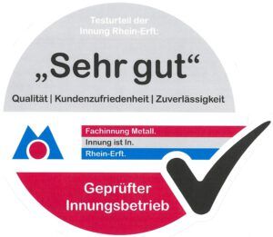 A sticker that says sehr gut on it
