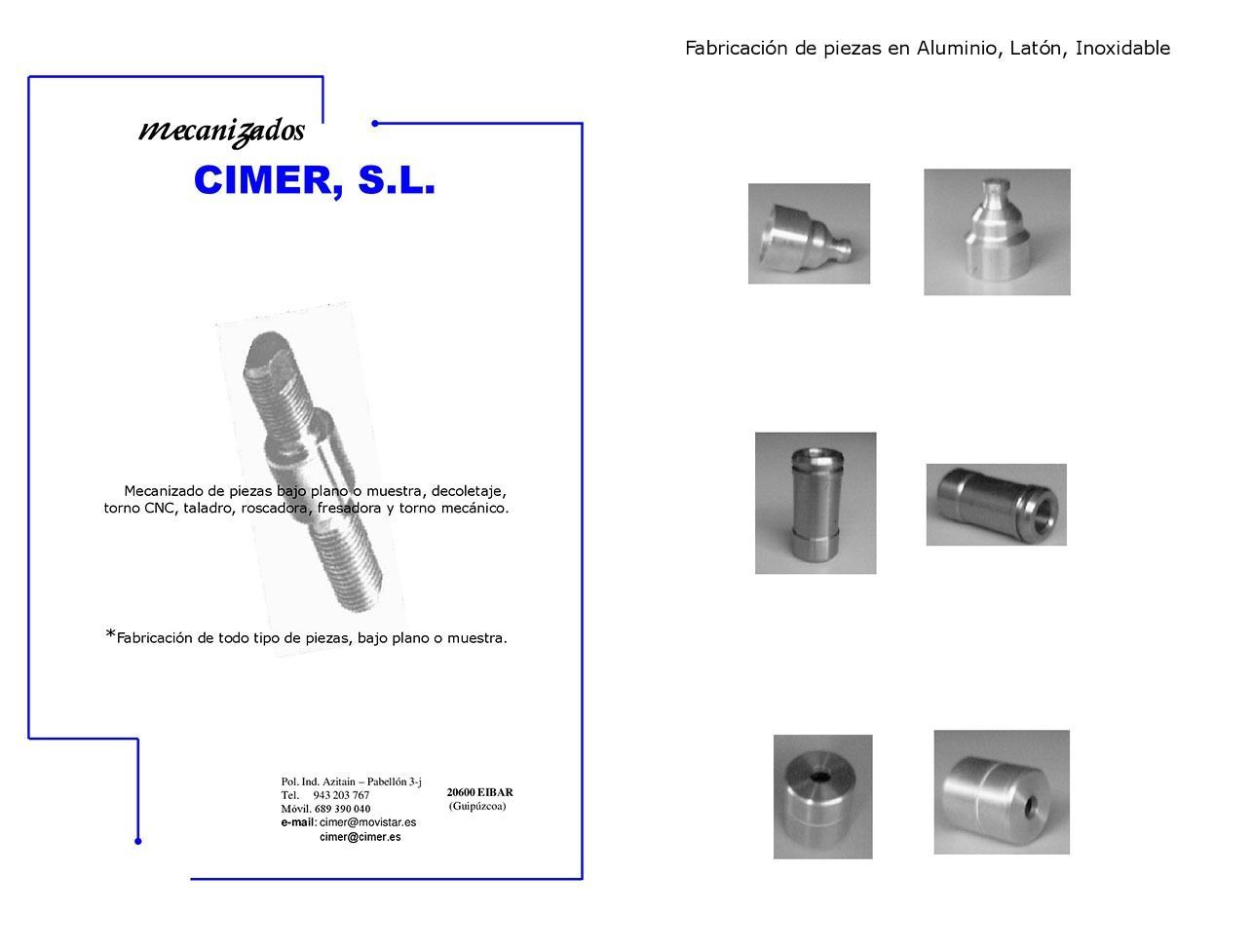 Un folleto para una empresa llamada cimer sl