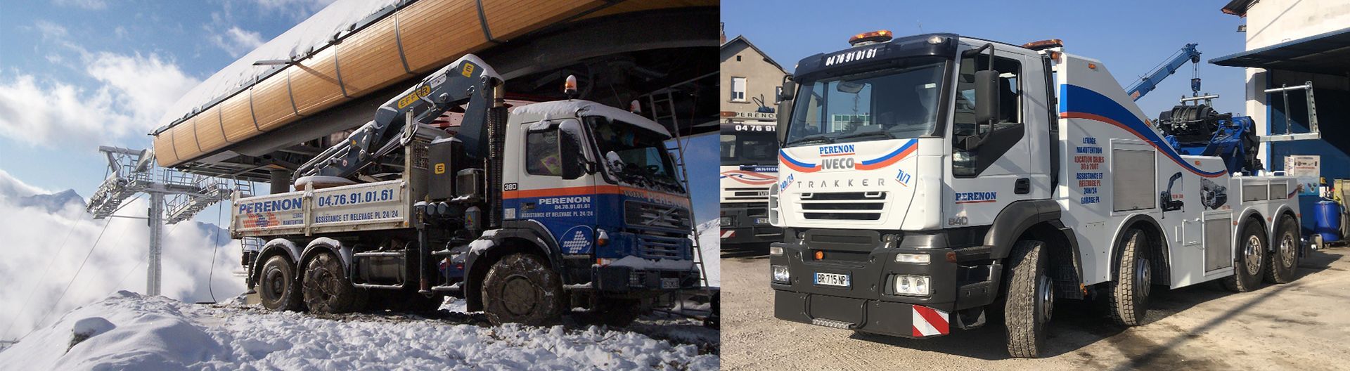Deux camions de l'entreprise.