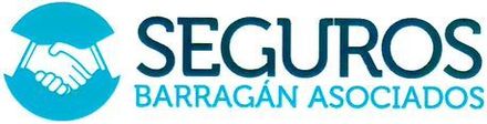 Logotipo de Seguros Barrag&aacute;n Asociados con un apret&oacute;n de manos dentro de un c&iacute;rculo azul