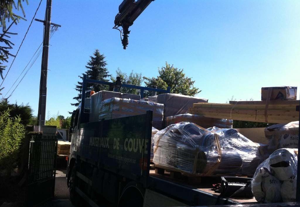 Pose de poutre panne solive - solivage avec grue