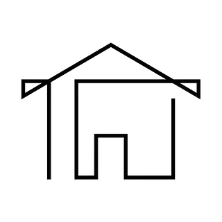 Un dibujo en blanco y negro de una casa con techo.