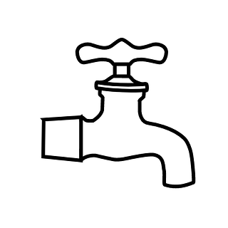 Un dibujo en blanco y negro de un grifo sobre un fondo blanco.