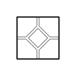 Un dibujo en blanco y negro de un cuadrado con un patrón de diamantes.