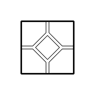 Un dibujo en blanco y negro de un cuadrado con un patrón de diamantes.