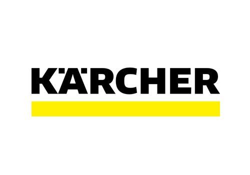 Logotipo de Kärcher: texto negro con una barra horizontal amarilla debajo.