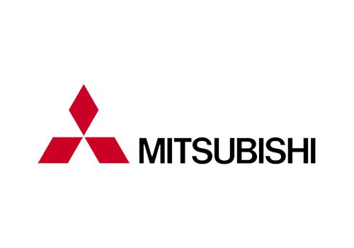 Logotipo de Mitsubishi: Tres diamantes rojos forman un símbolo con la palabra