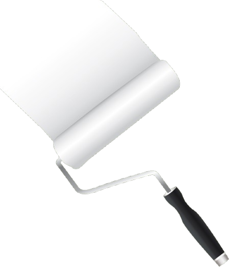 Rouleau à peinture blanche appliquant de la peinture blanche.