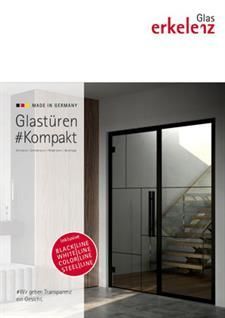 Eine Broschüre für Glastüren mit der Abbildung einer Treppe auf dem Cover.