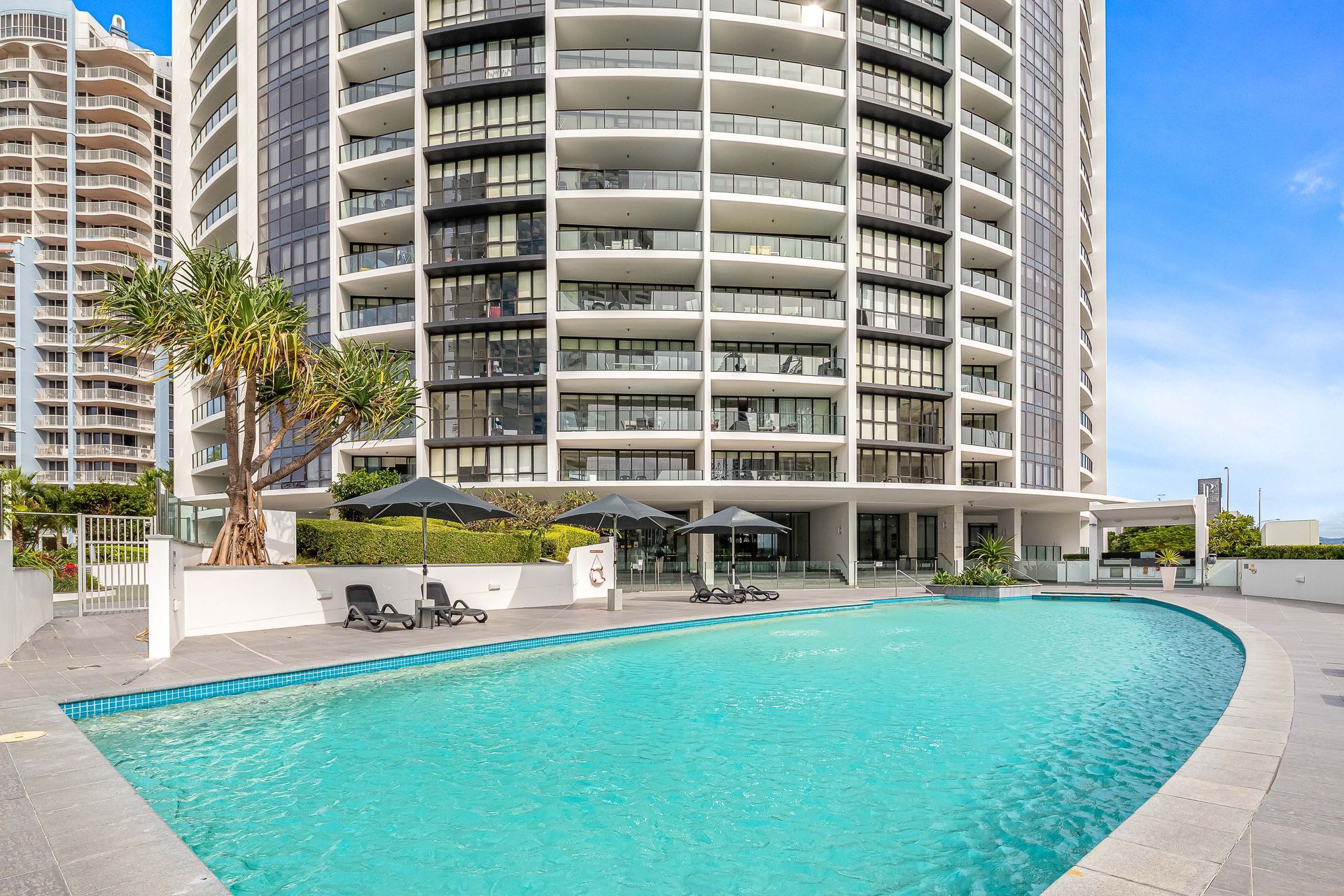 A large swimming pool. In the Sierra Grand resort, Surfers Paradise