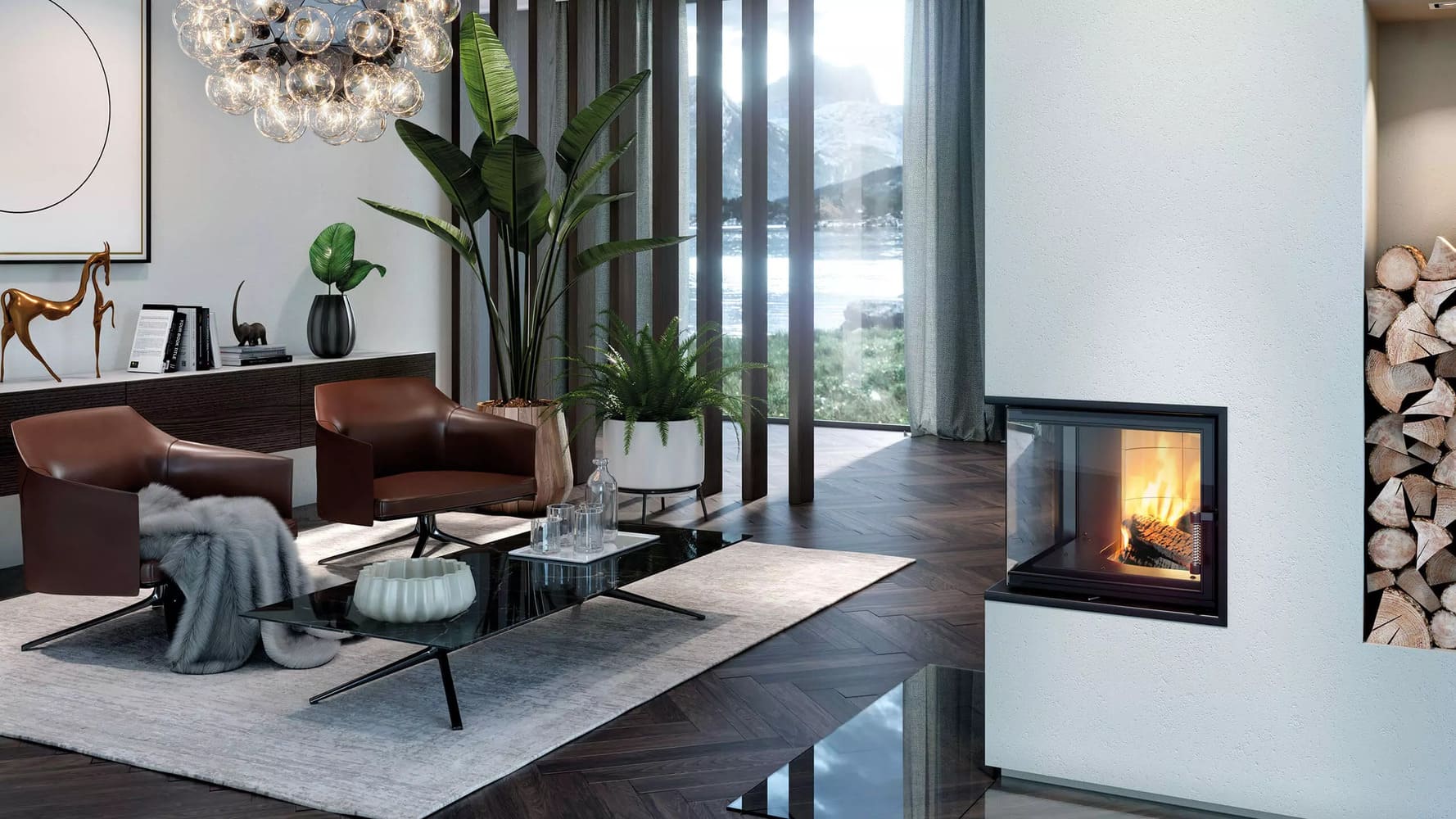 Cheminée encastrée dans un mur