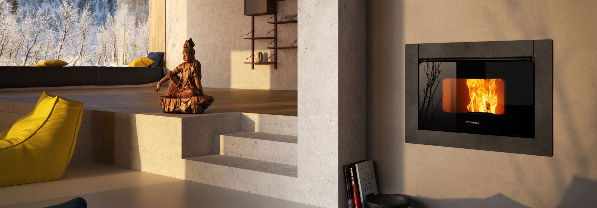 Cheminée avec insert à granulés