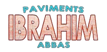 Logotipo de Paviments Ibrahim Abbas en letras azules y rojas sobre un fondo blanco.