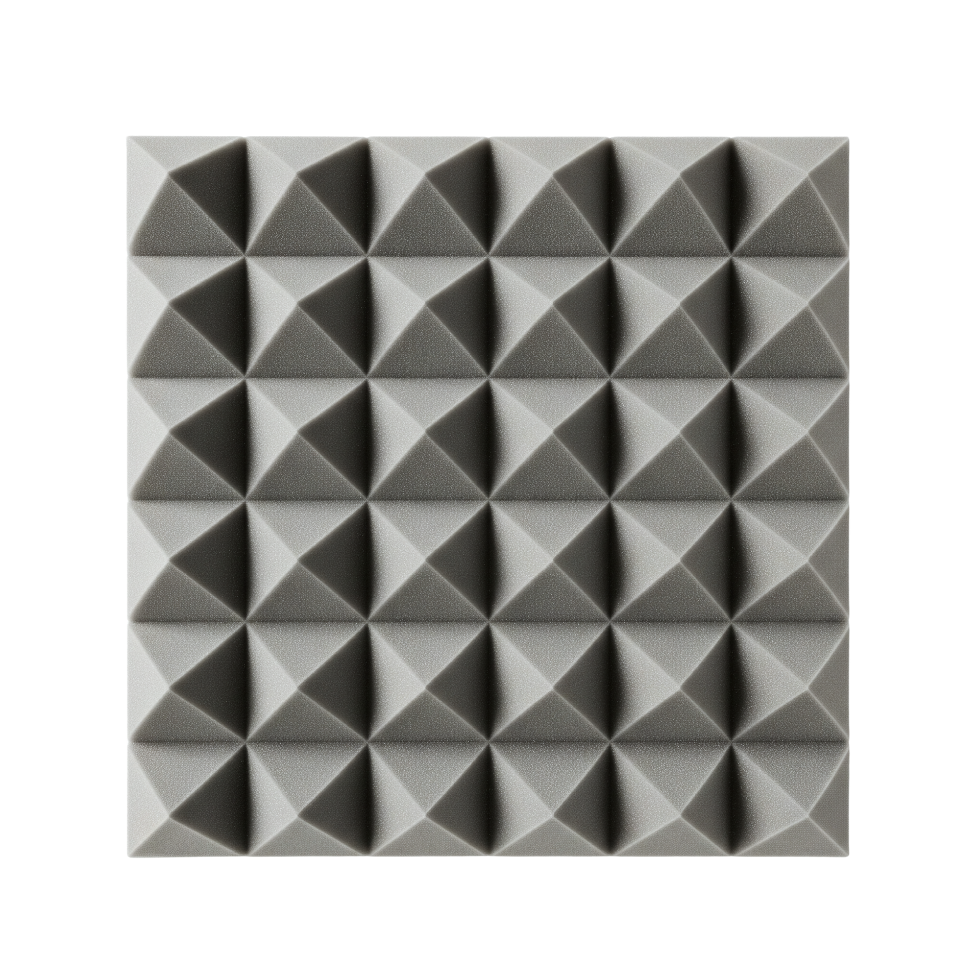 Dalle de mousse acoustique grise de forme pyramidale, utilisée pour l'absorption acoustique.