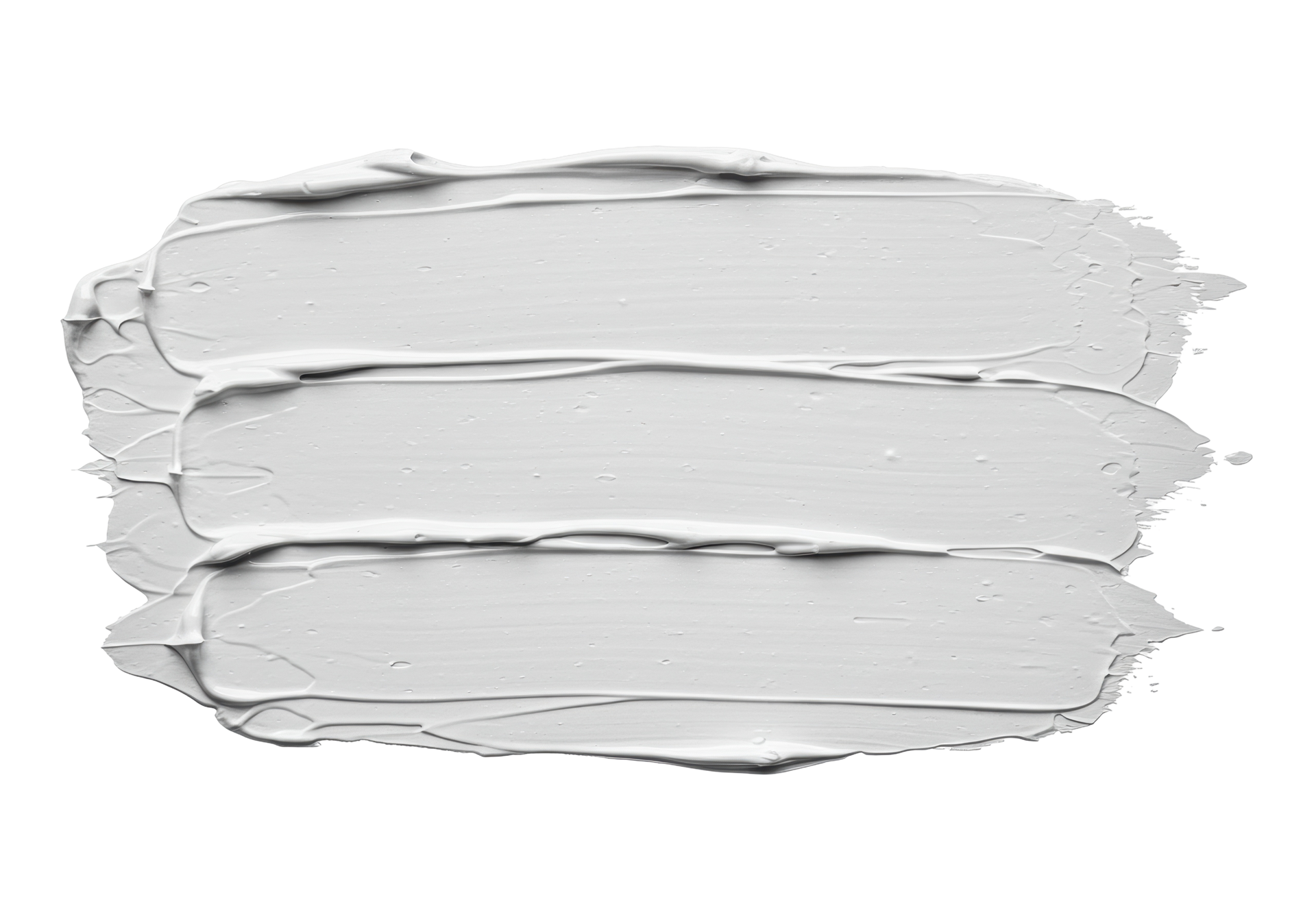 Trois coups de pinceau horizontaux de peinture blanche.