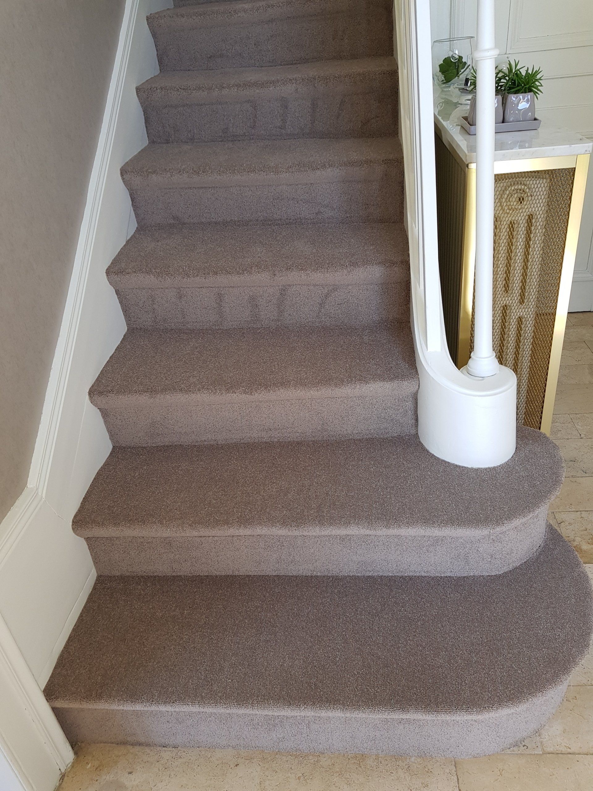 Escalier en moquette vue de face