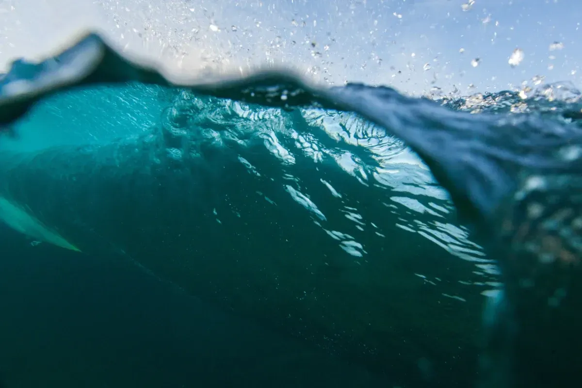 Un primer plano de una ola en el océano.