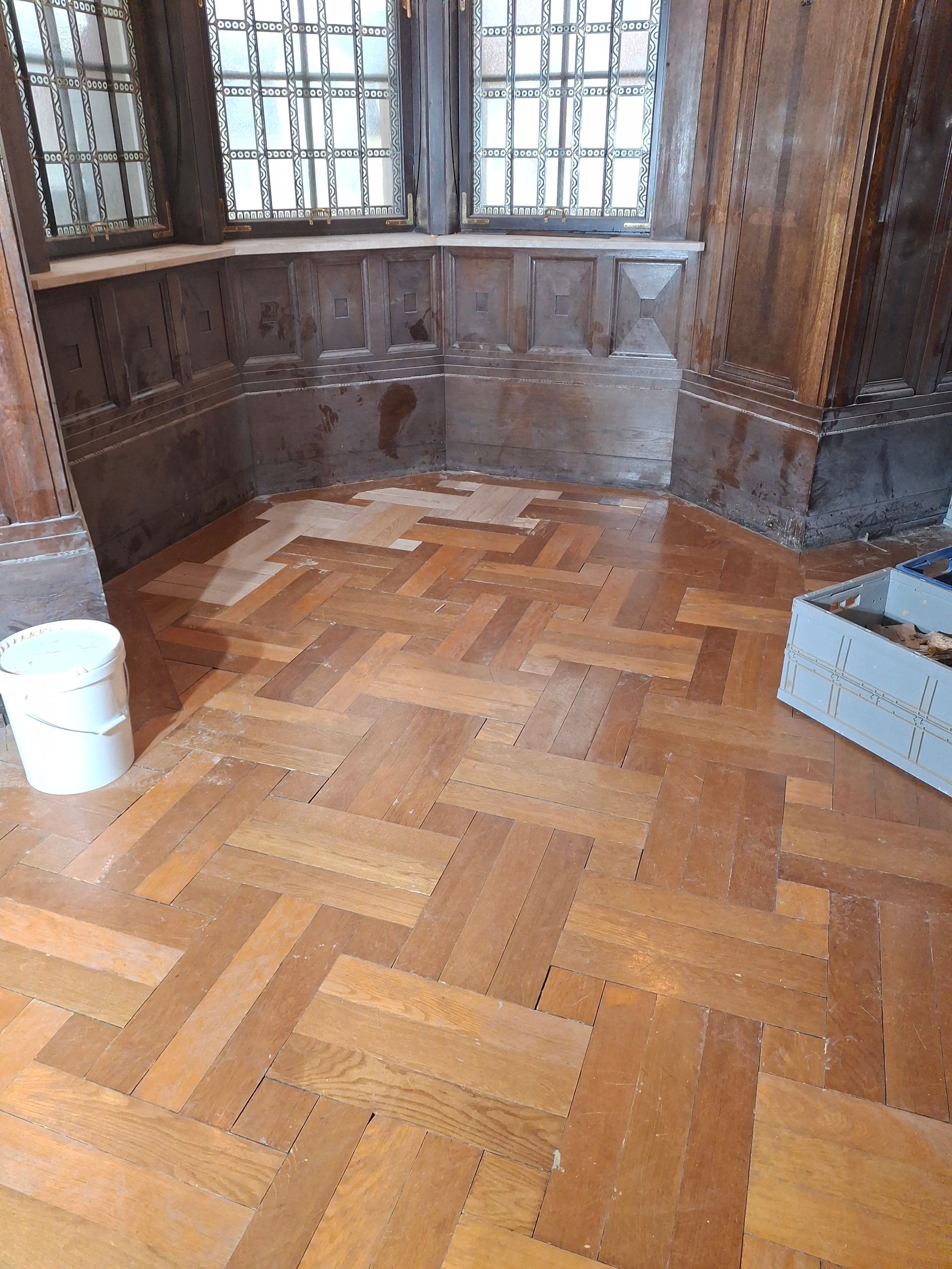 Parkettsanierung: Darauf wurde das originale historische Parkett verlegt.