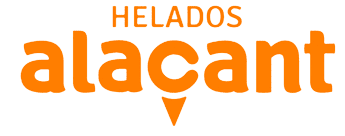 Logotipo de Helados Alacant en texto naranja sobre fondo blanco.