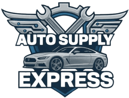 Logotipo: Auto deportivo plateado, llaves inglesas y engranaje; texto "Auto Supply Express".