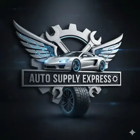 Logotipo: Auto deportivo plateado, alas, engranaje, llave inglesa y neumático. Texto