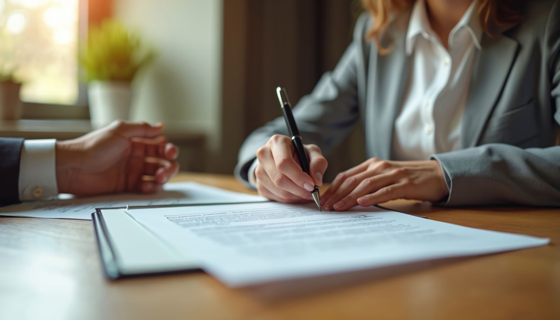Une personne signe un contrat.
