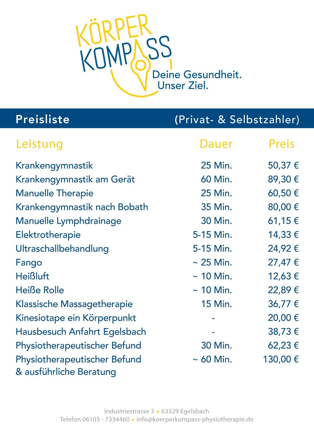 Unsere Preise im Überblick
