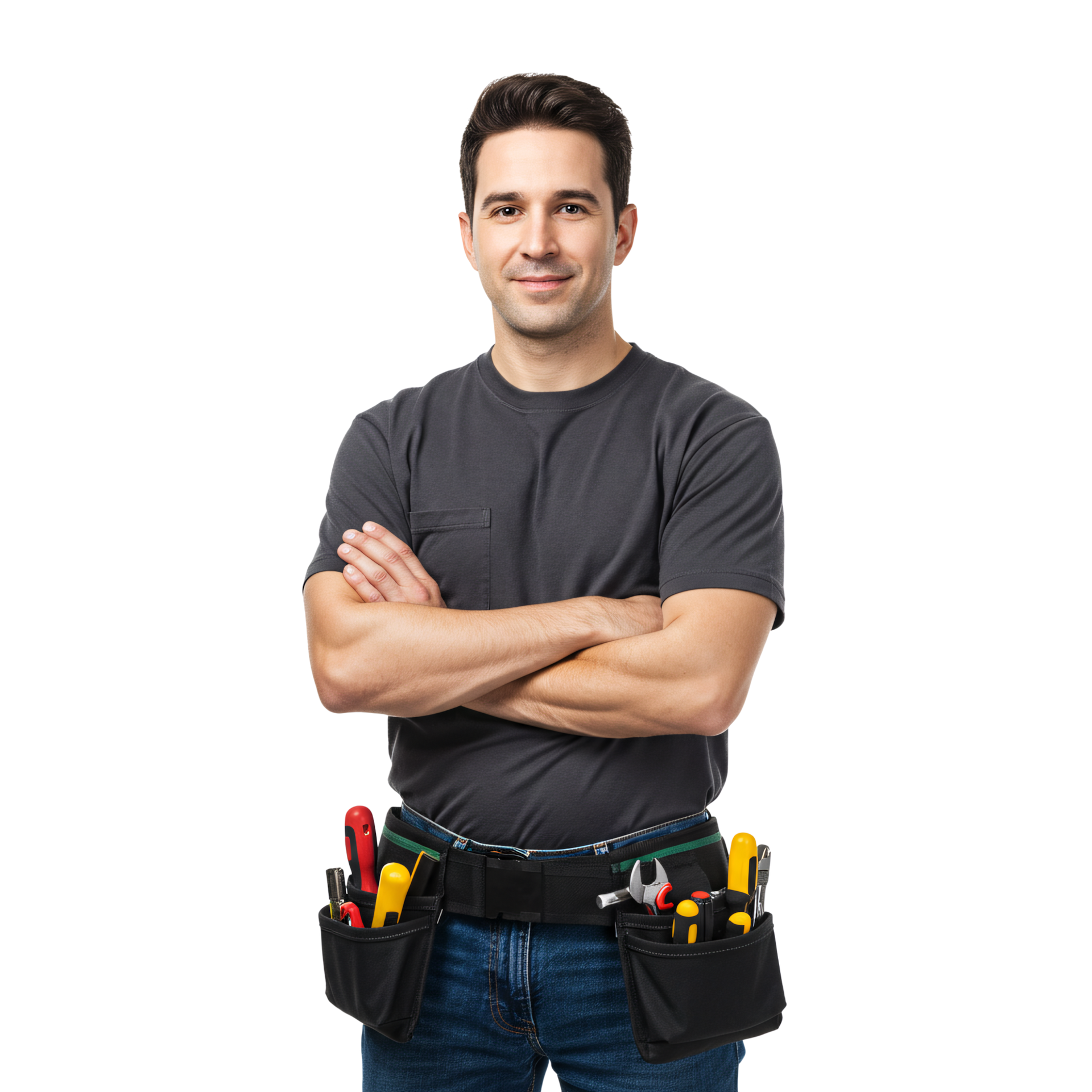 Menuisier avec une ceinture pour outils