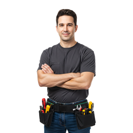 Menuisier avec une ceinture pour outils à la taille