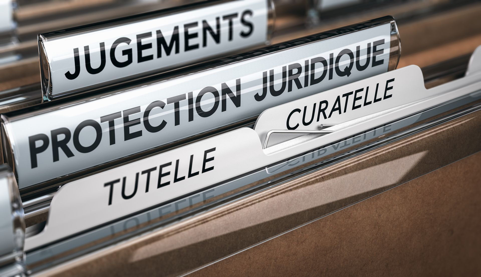 Dossier papier avec étiquettes tutelle et curatelle