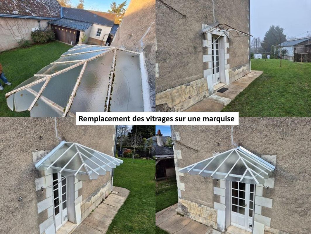 Remplacement des vitrages sur une marquise