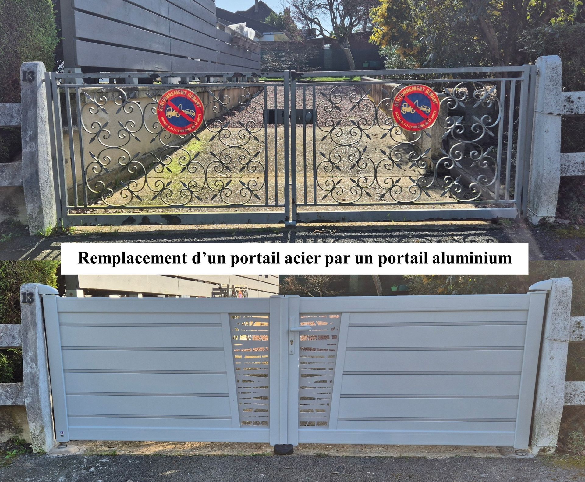 Remplacement d'un portail acier par un portail aluminium