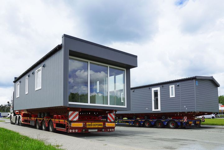 Transport de deux mobil-homes