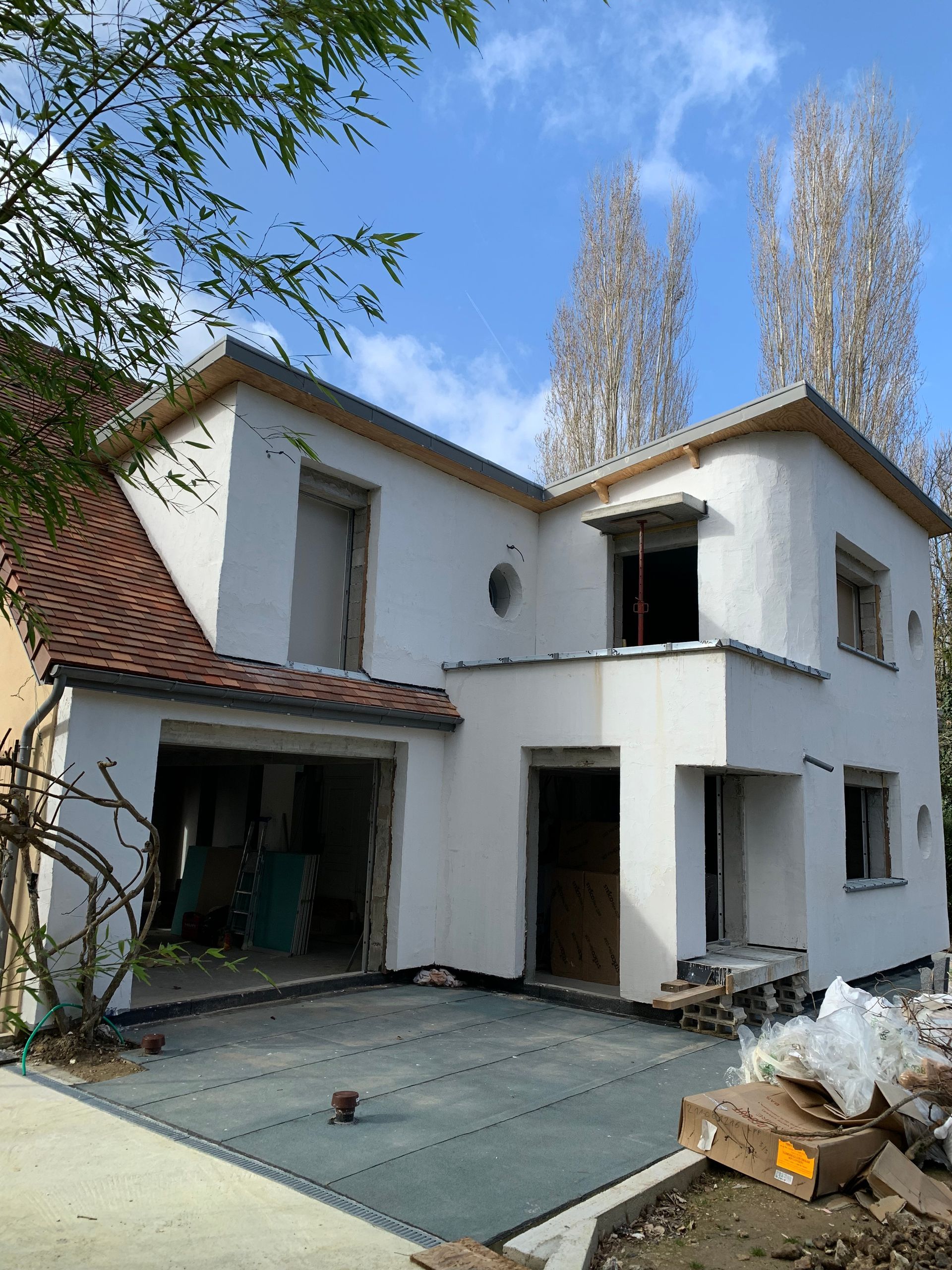 Enduit de l'extension de maison terminé